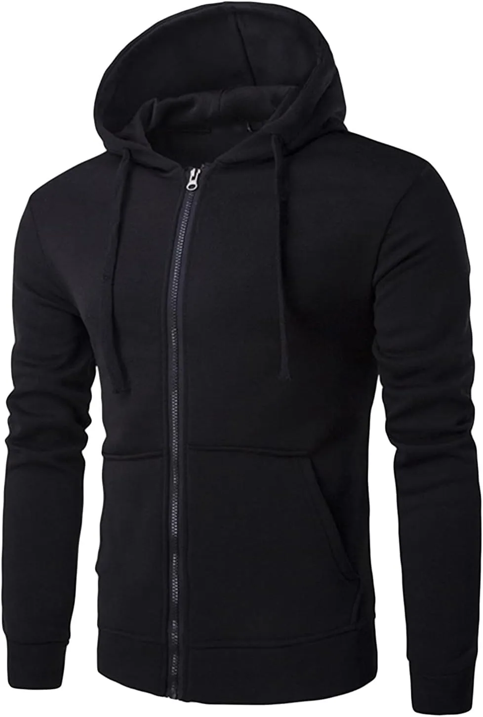 DGHM-JLMY Men's Zipper Solid Color Hoodie Heavyweight Full Zip Hoodie with Arm Zip Pocket Zip-Front Cotton-Blend Sweatshirt