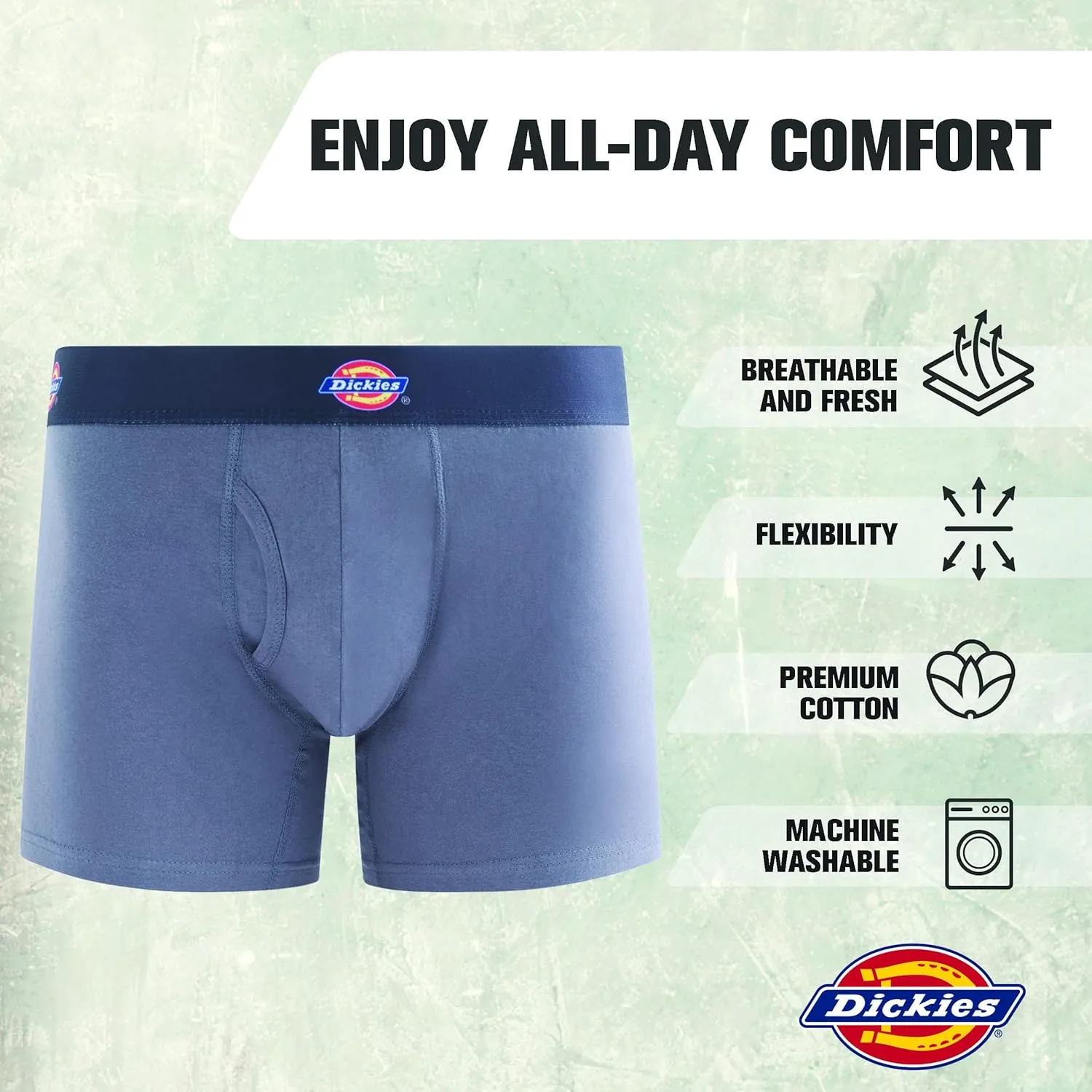 Dickies Mens Underwear 6 Pack Boxers for Men Breathable Cotton Boxer Briefs