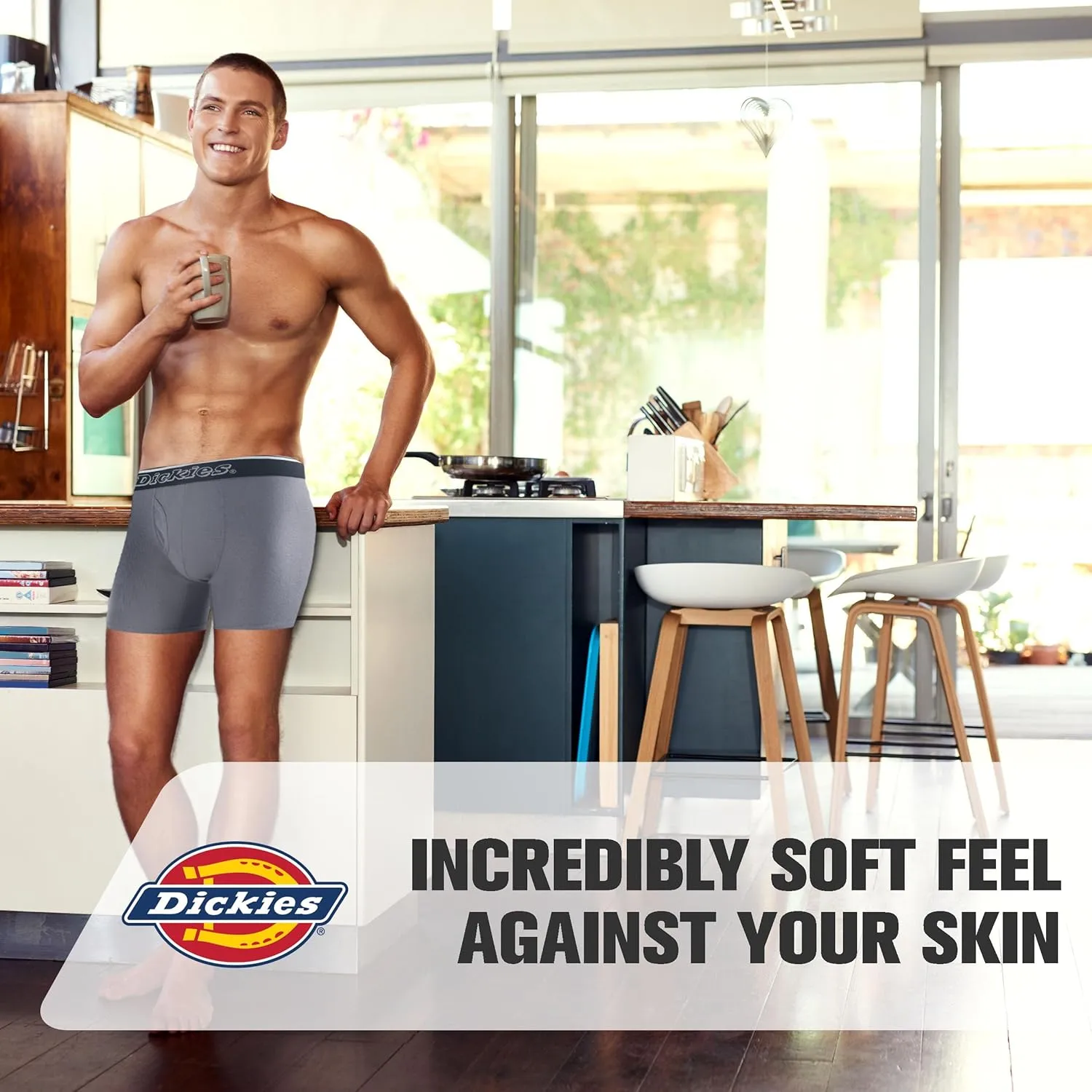 Dickies Mens Underwear 6 Pack Boxers for Men Breathable Cotton Boxer Briefs