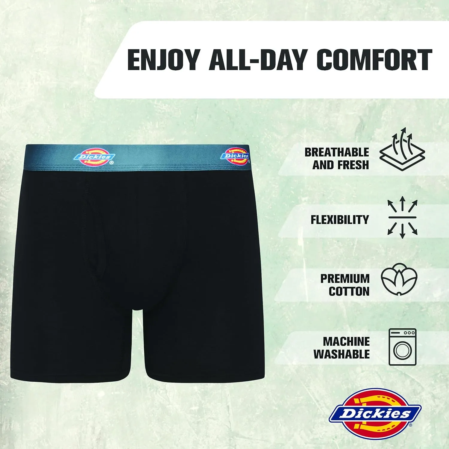 Dickies Mens Underwear 7 Pack Mens Boxer Briefs for Men Cotton Stretch