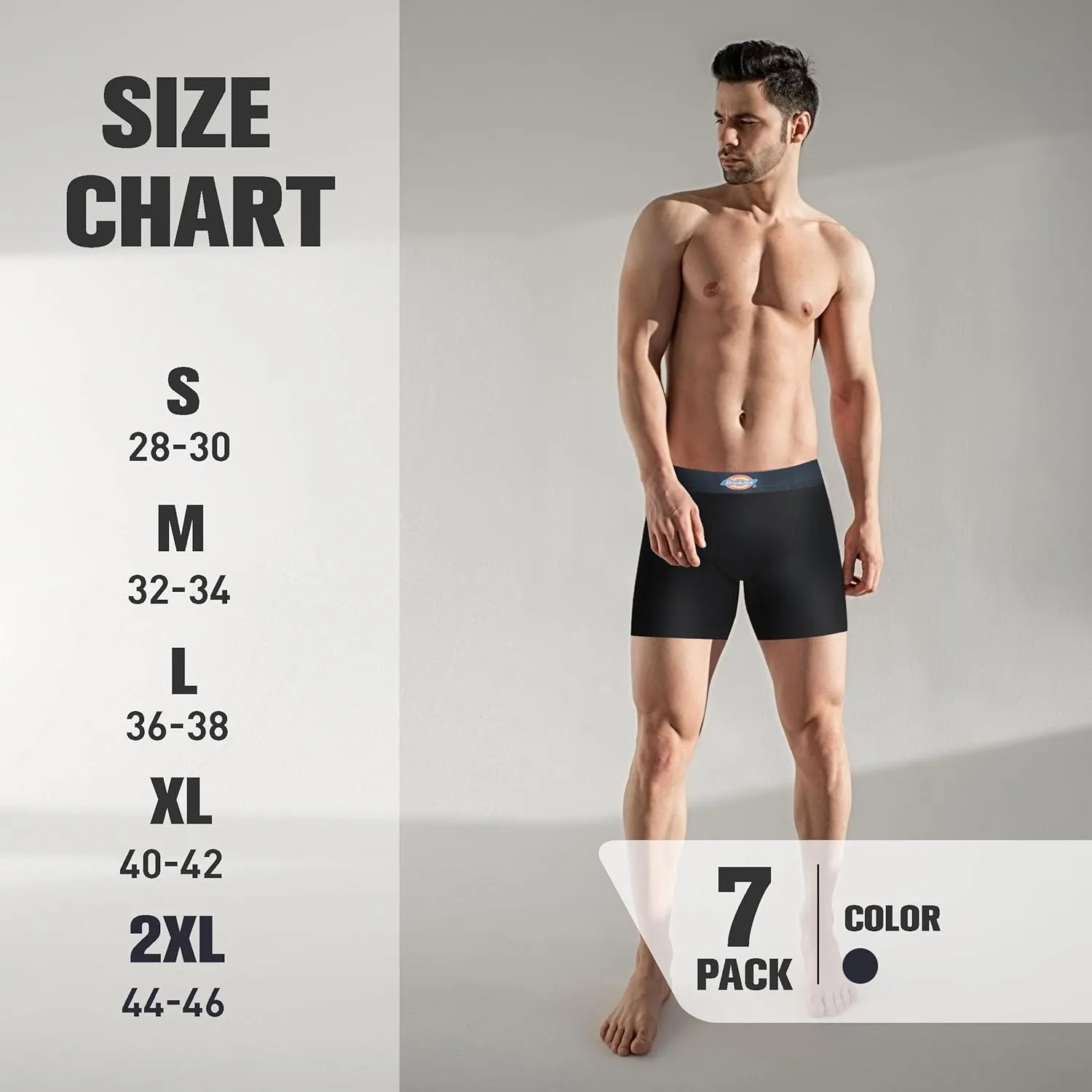 Dickies Mens Underwear 7 Pack Mens Boxer Briefs for Men Cotton Stretch