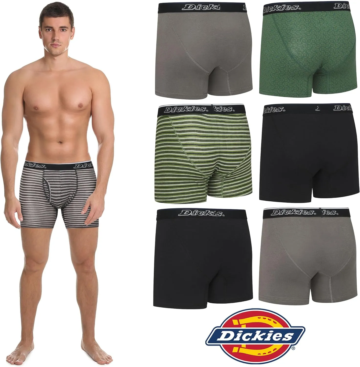 Dickies Mens Underwear 7 Pack Mens Boxer Briefs for Men Cotton Stretch