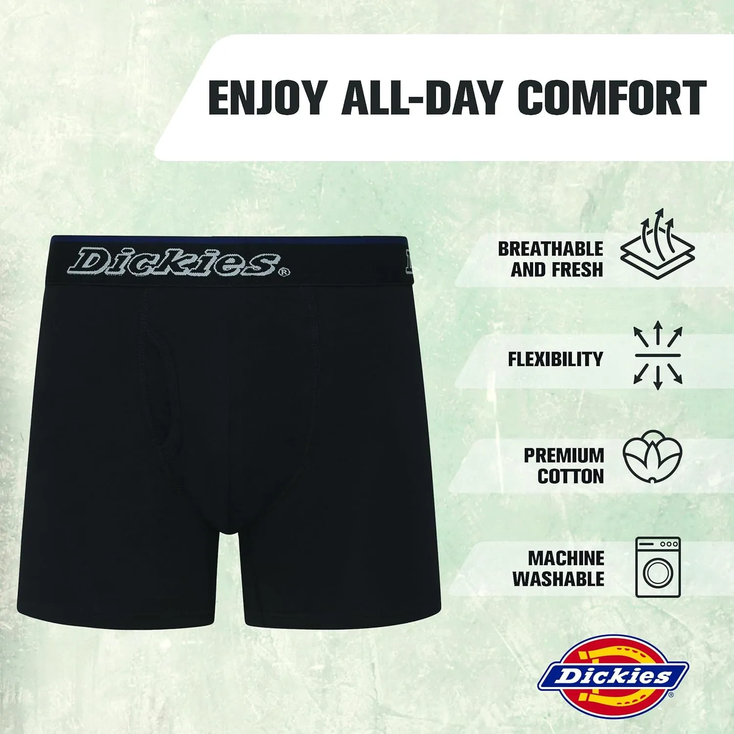 Dickies Mens Underwear 7 Pack Mens Boxer Briefs for Men Cotton Stretch