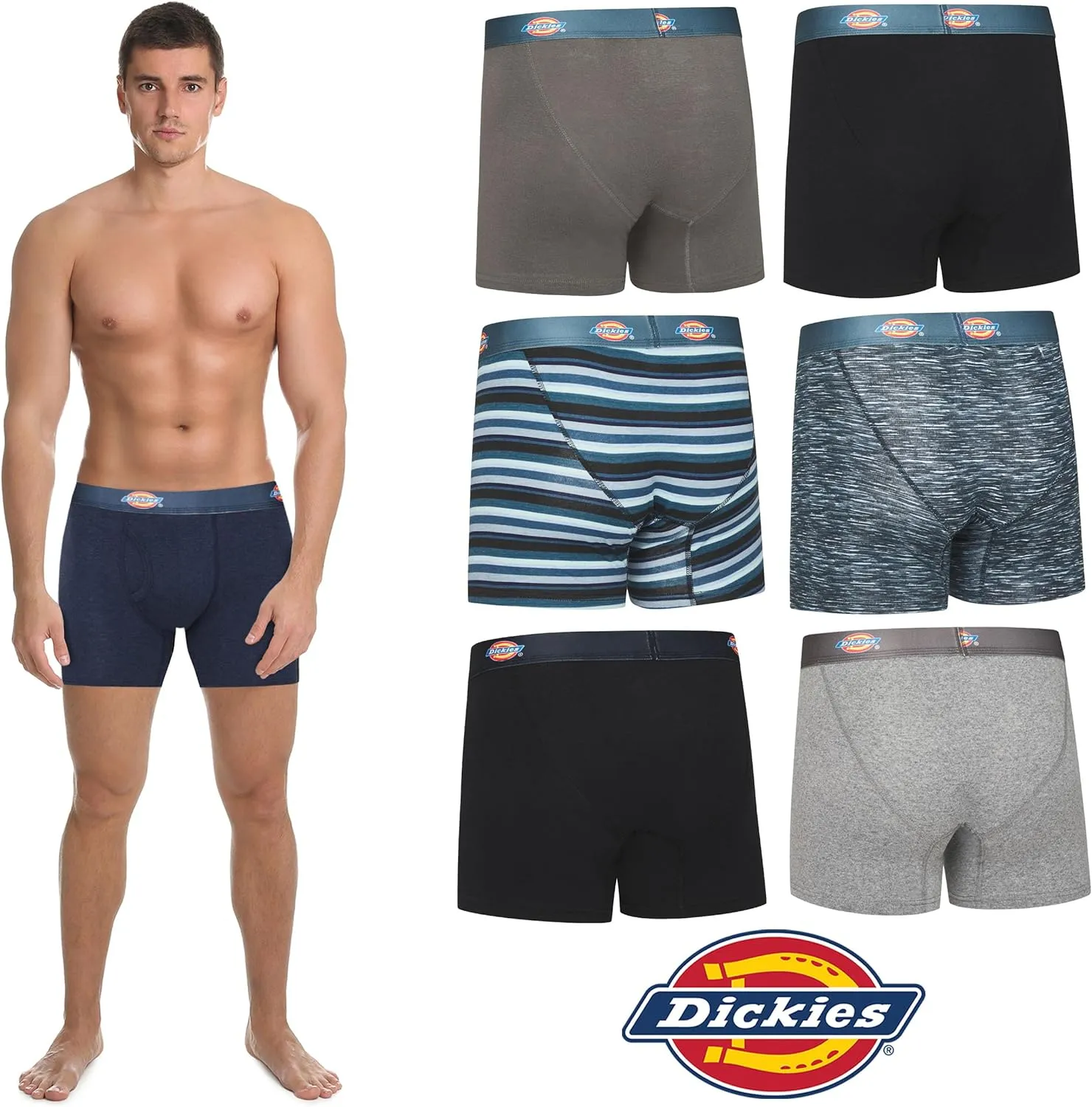 Dickies Mens Underwear 7 Pack Mens Boxer Briefs for Men Cotton Stretch
