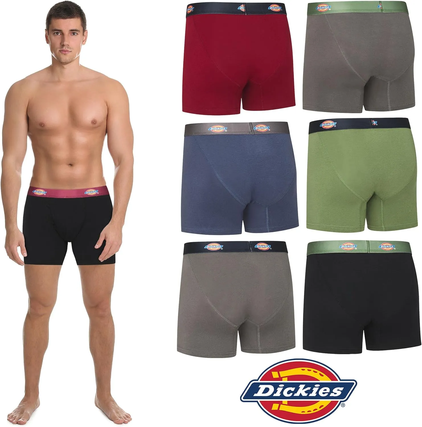 Dickies Mens Underwear 7 Pack Mens Boxer Briefs for Men Cotton Stretch