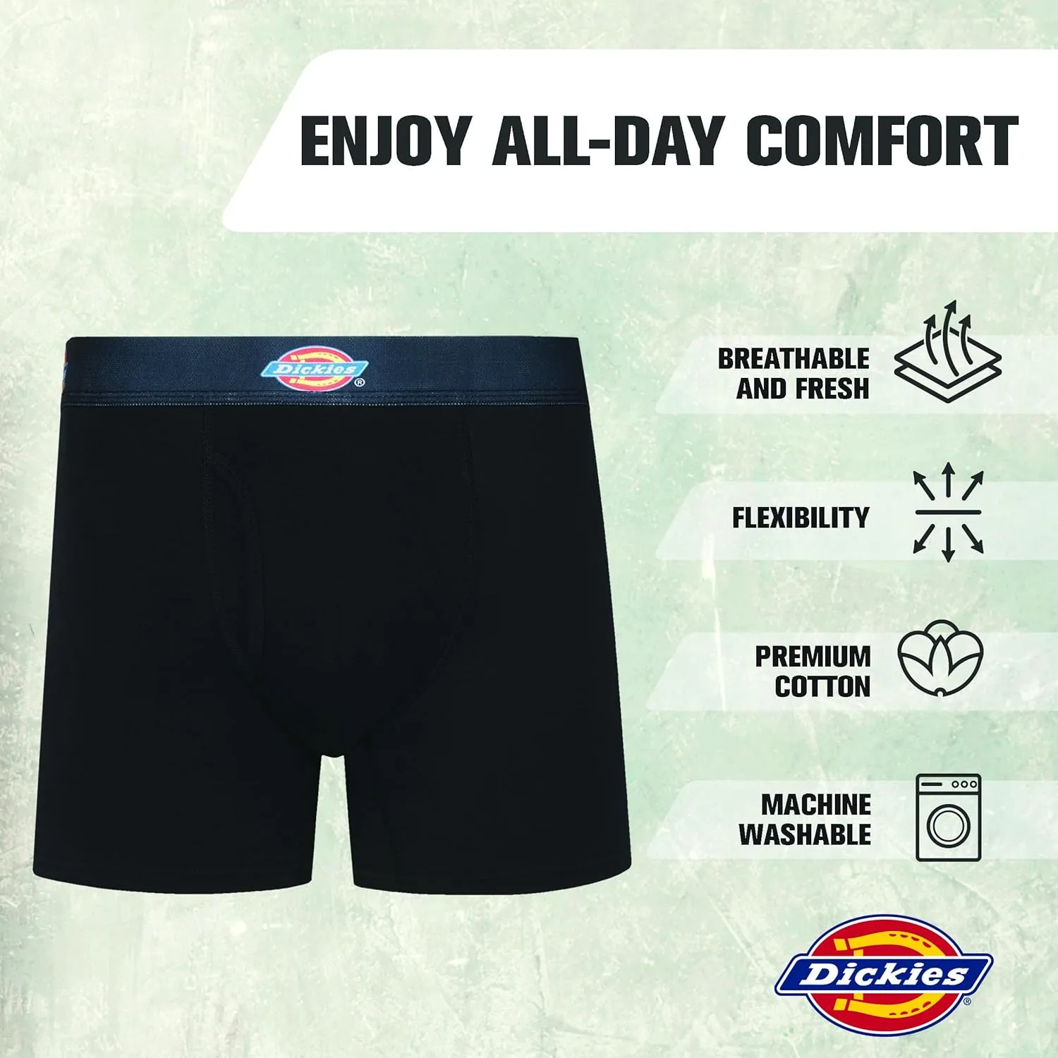 Dickies Mens Underwear 7 Pack Mens Boxer Briefs for Men Cotton Stretch