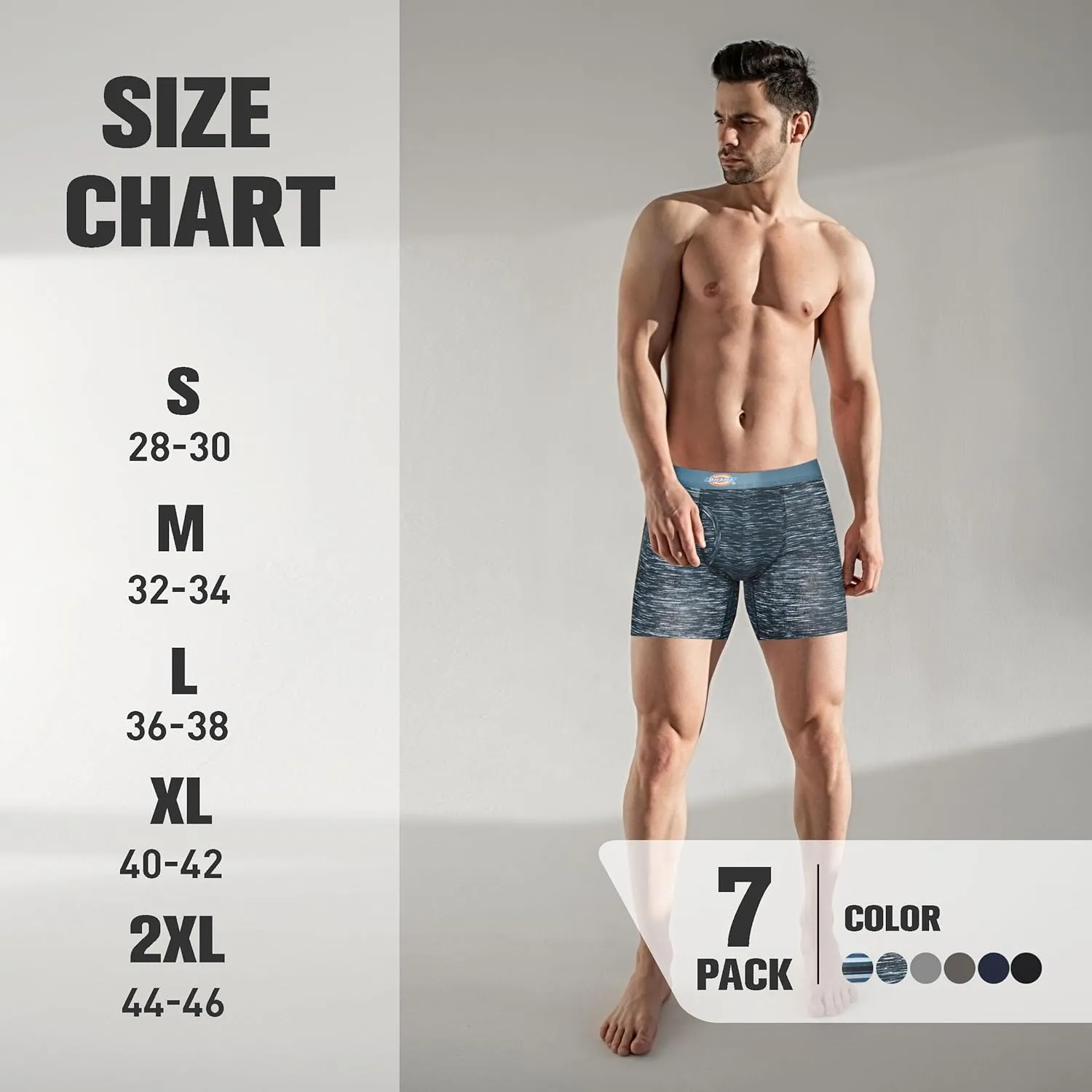 Dickies Mens Underwear 7 Pack Mens Boxer Briefs for Men Cotton Stretch