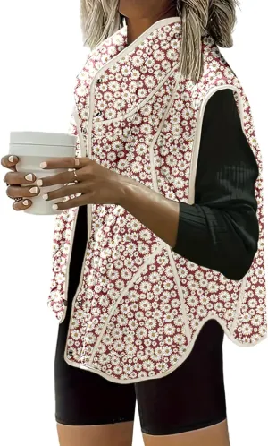 Dokotoo Women's Quilted Vest Lightweight Button Down Cropped Puffer Vest Winter Padded Gilet Jacket with Pockets
