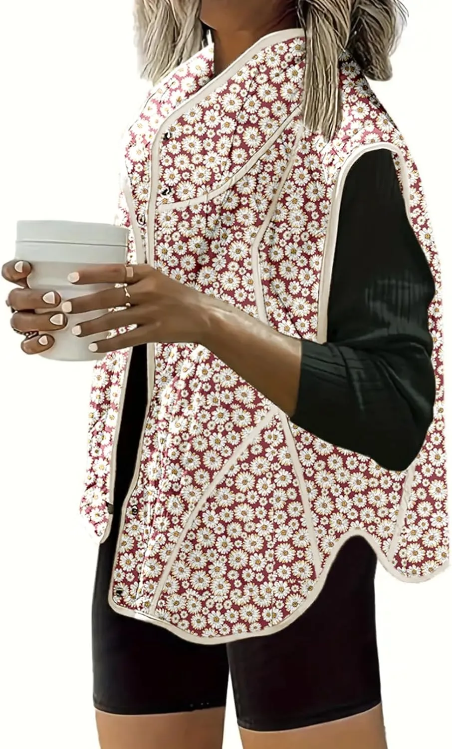 Dokotoo Women's Quilted Vest Lightweight Button Down Cropped Puffer Vest Winter Padded Gilet Jacket with Pockets