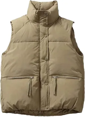 Down Cotton Vest Winter Sleeveless Padded Jacket Female Oversized Loose Zipper Vests Ladies Warm Puffer Coats