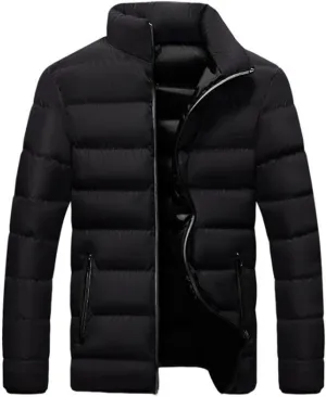 Down Jacket Men No Hood Lightweight Packable Puffer Jacket Stand Collar Zip Up Windbreaker Bubble Outwear Coat