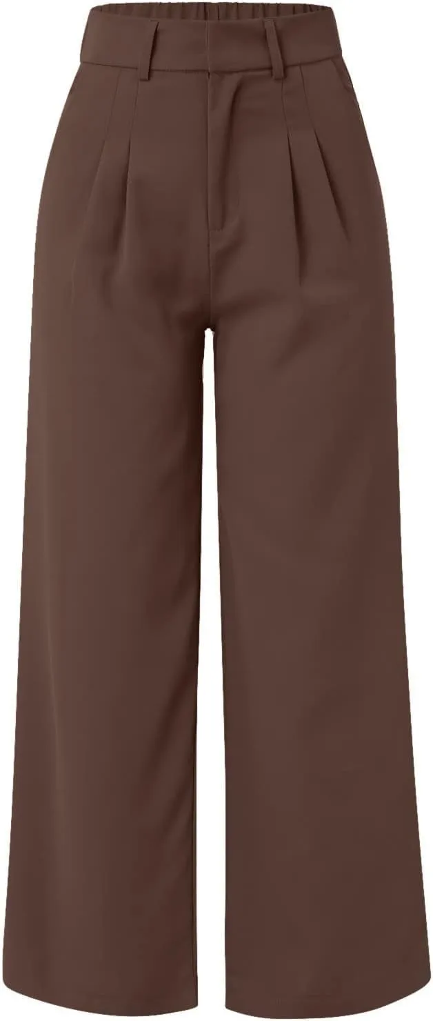 Dress Pants Women Casual High Waist Wide Leg Pants Summer Straight Leg Pant Dressy Long Work Trousers with Pockets