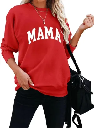 Dressmine Womens Crewneck Mama Sweatshirt Oversized Maternity Long Sleeve Shirt Cute Sweaters Graphic Hoodies