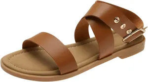 Dressy Sandals for Women Backless Width Strap Casual Flat Sandal Comfortable Comfy Summer Vacation Shoes