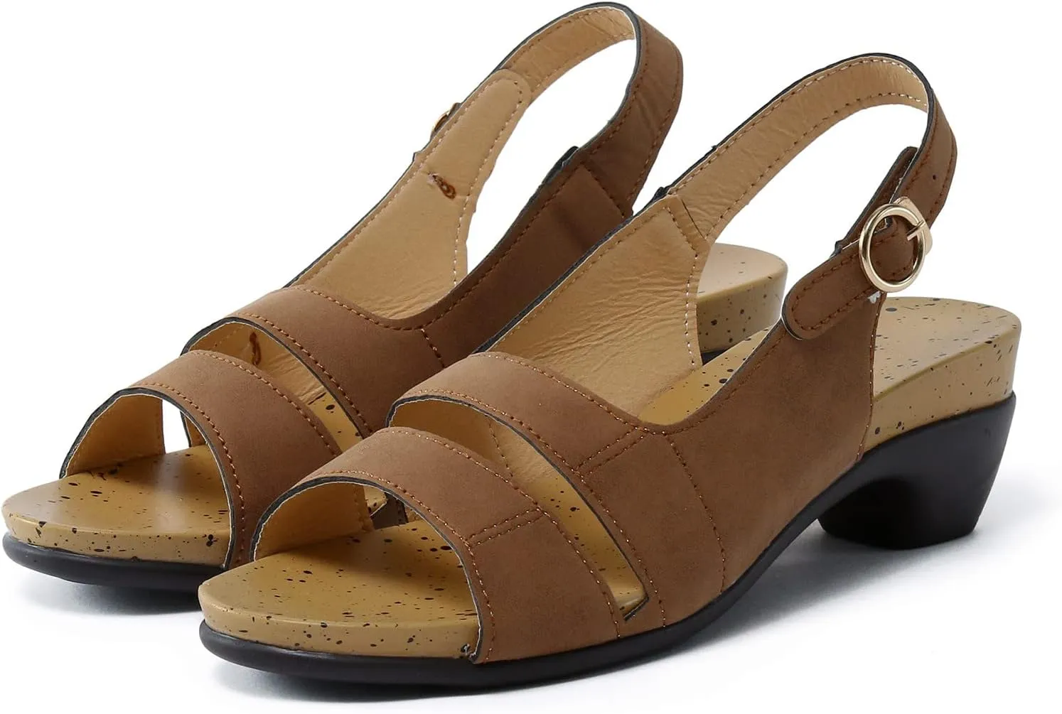 Eduavar Womens Sandals Dressy, Sandals Women Orthopedic Sandals Dressy Open Toe Low Heel Sandals with Ankle Strap