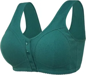 Ellymuse Daisy Bras for Older Women Full Coverage Breathable Padded Bras Front Closure Wireless Everyday Bras Push Up