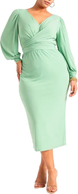 ELOQUII Women's Plus Size Cross Front Midi Dress