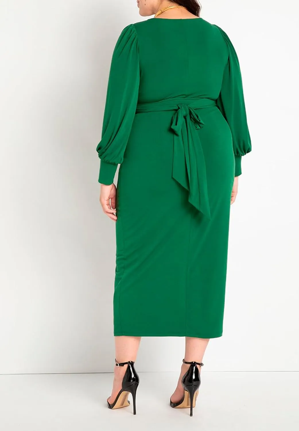 ELOQUII Women's Plus Size Cross Front Midi Dress