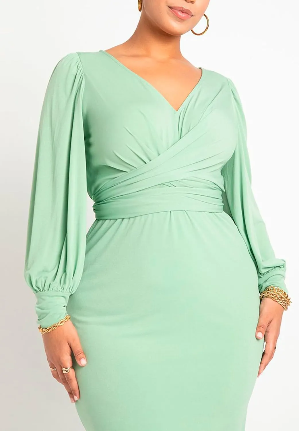 ELOQUII Women's Plus Size Cross Front Midi Dress