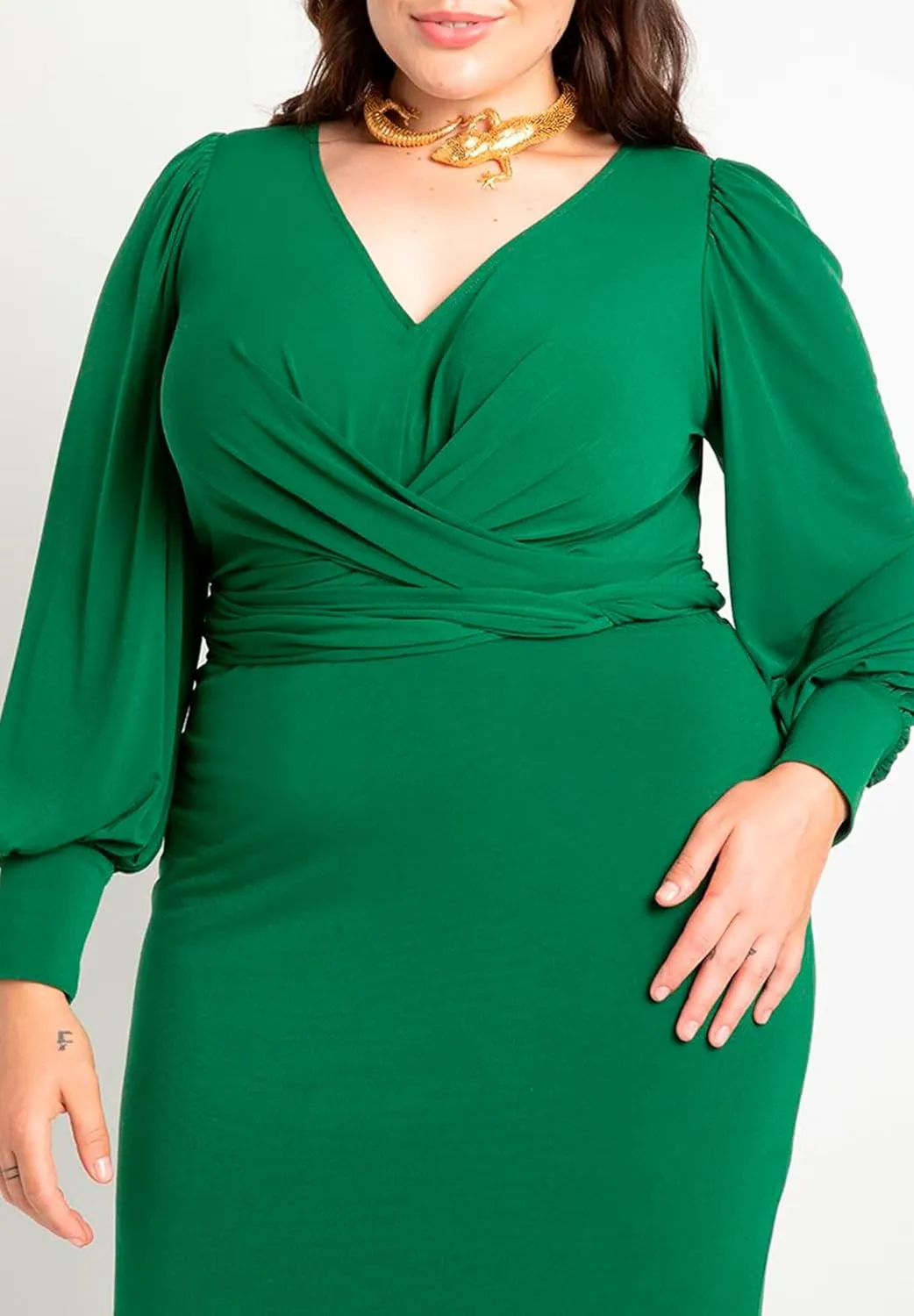 ELOQUII Women's Plus Size Cross Front Midi Dress