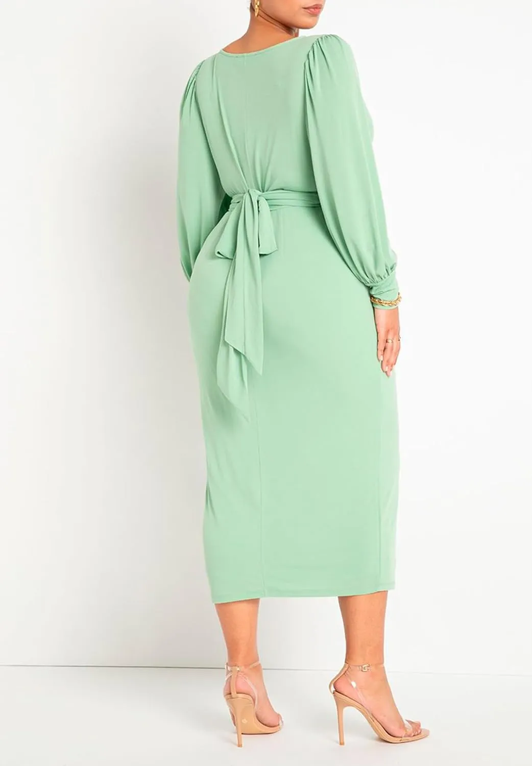 ELOQUII Women's Plus Size Cross Front Midi Dress