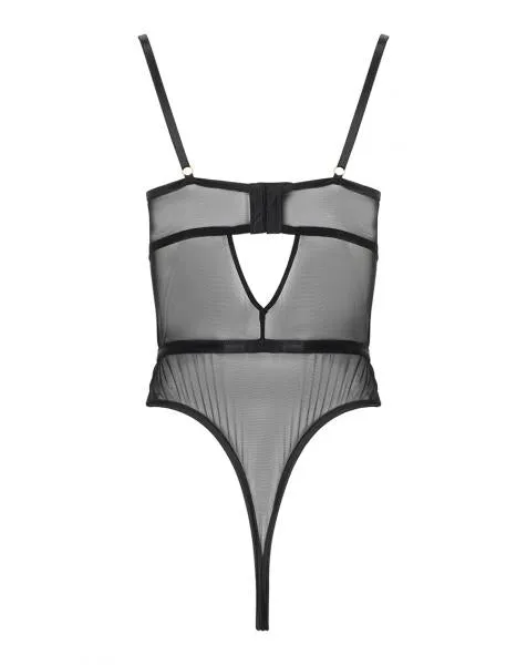 Embroidered Underwire Bodysuit - Black Butterflies -