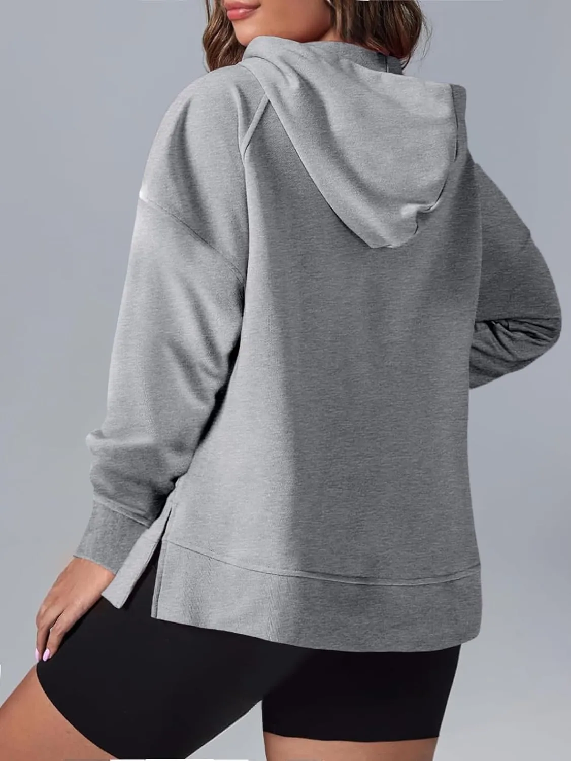 Eytino Women Plus Size Sweatshirt Half Zip Long Sleeve Hoodies Tops Oversized Casual Sweaters with Pockerts(1X-5X)