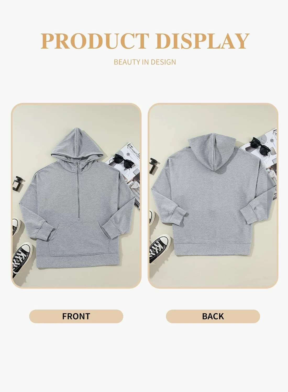 Eytino Women Plus Size Sweatshirt Half Zip Long Sleeve Hoodies Tops Oversized Casual Sweaters with Pockerts(1X-5X)