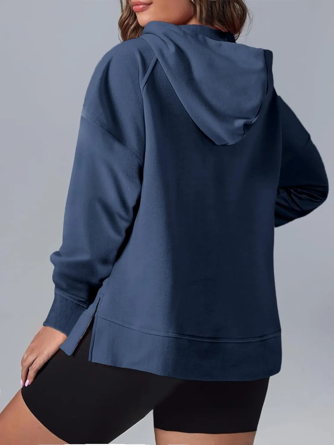 Eytino Women Plus Size Sweatshirt Half Zip Long Sleeve Hoodies Tops Oversized Casual Sweaters with Pockerts(1X-5X)