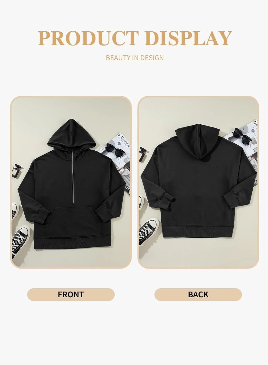 Eytino Women Plus Size Sweatshirt Half Zip Long Sleeve Hoodies Tops Oversized Casual Sweaters with Pockerts(1X-5X)