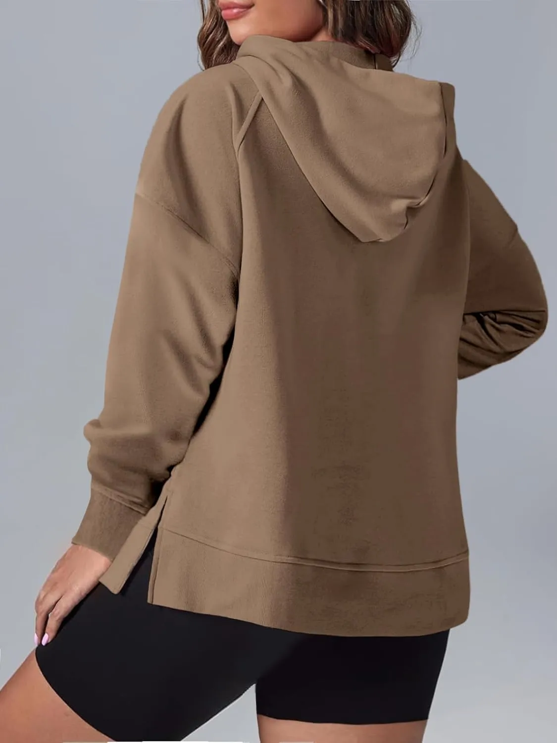 Eytino Women Plus Size Sweatshirt Half Zip Long Sleeve Hoodies Tops Oversized Casual Sweaters with Pockerts(1X-5X)