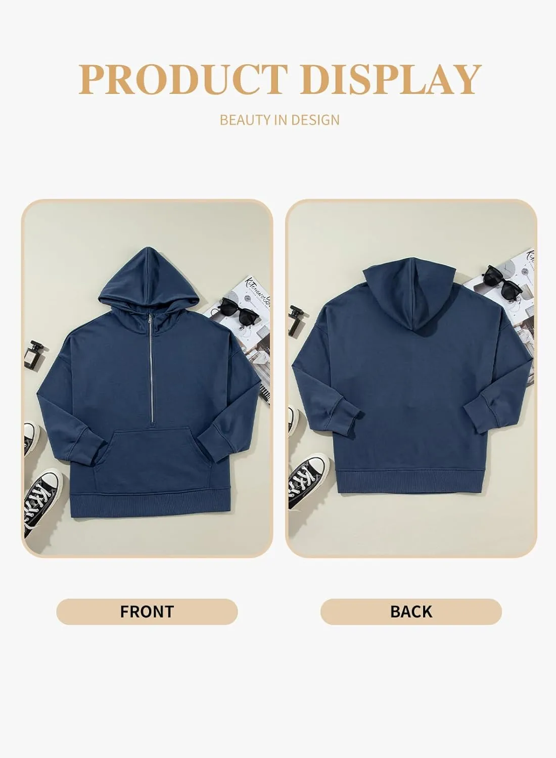 Eytino Women Plus Size Sweatshirt Half Zip Long Sleeve Hoodies Tops Oversized Casual Sweaters with Pockerts(1X-5X)