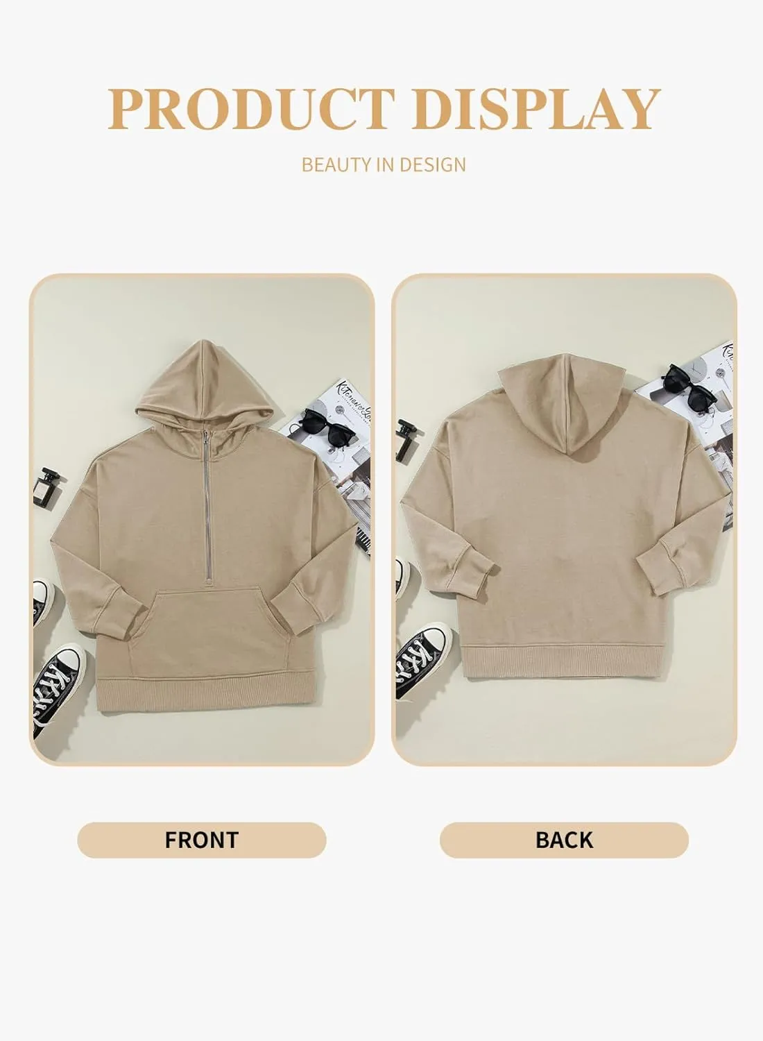 Eytino Women Plus Size Sweatshirt Half Zip Long Sleeve Hoodies Tops Oversized Casual Sweaters with Pockerts(1X-5X)