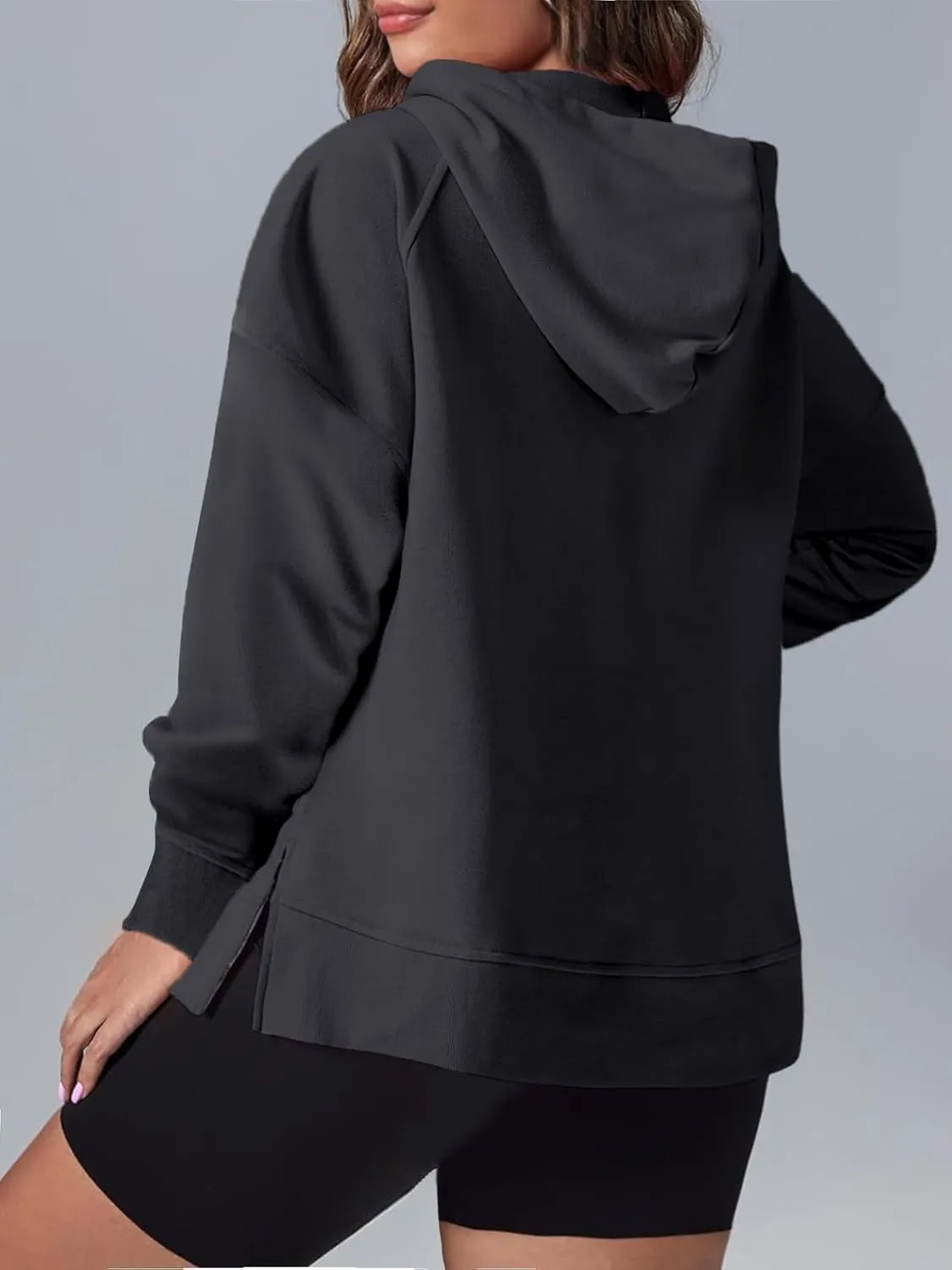Eytino Women Plus Size Sweatshirt Half Zip Long Sleeve Hoodies Tops Oversized Casual Sweaters with Pockerts(1X-5X)