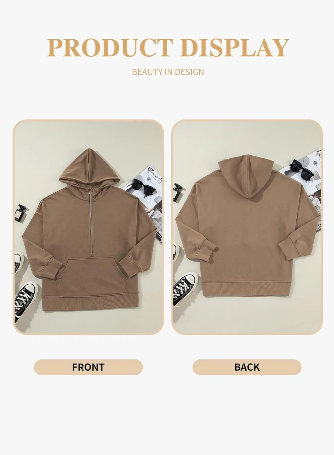 Eytino Women Plus Size Sweatshirt Half Zip Long Sleeve Hoodies Tops Oversized Casual Sweaters with Pockerts(1X-5X)