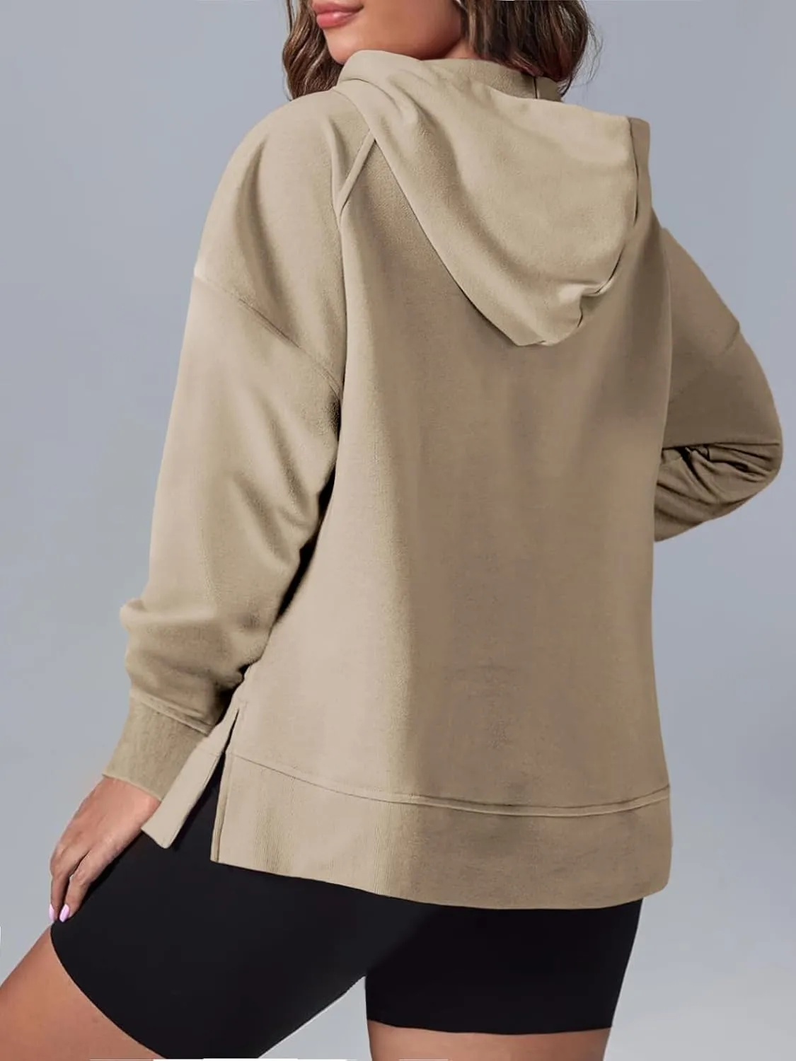 Eytino Women Plus Size Sweatshirt Half Zip Long Sleeve Hoodies Tops Oversized Casual Sweaters with Pockerts(1X-5X)