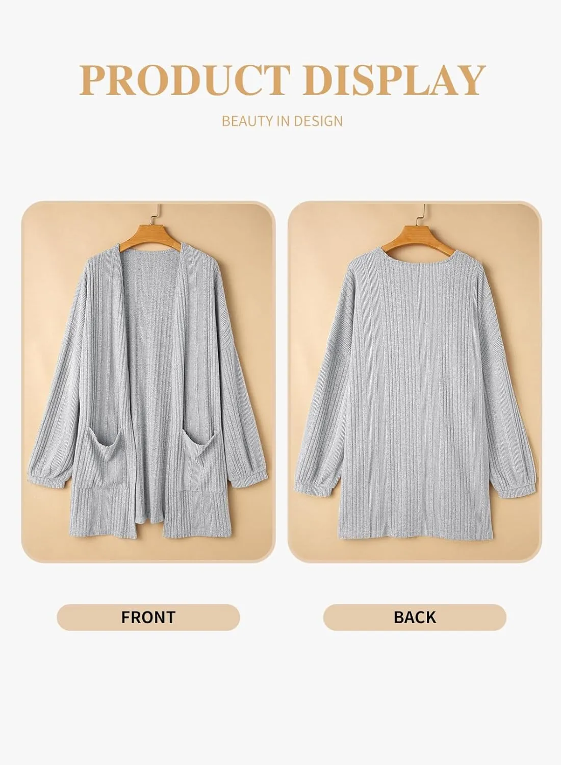 Eytino Womens Plus Size Cardigan Long Sleeve Open Front Casual Knit Sweaters with Pockets Loose Outwear(1X-5X)