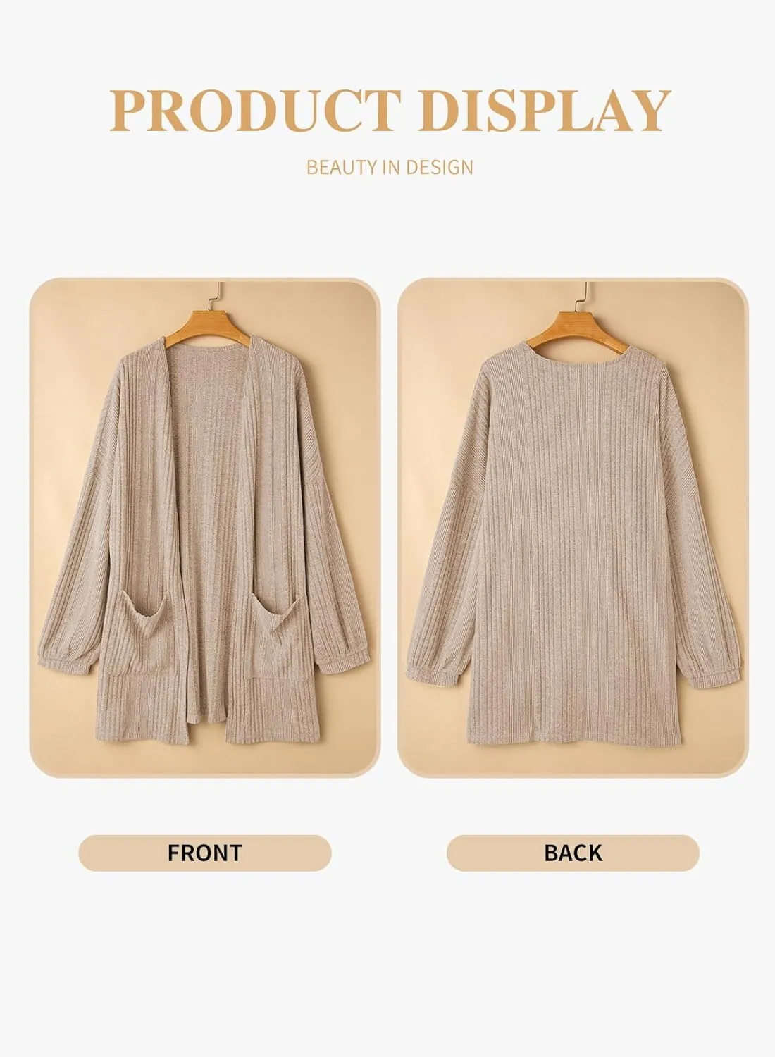 Eytino Womens Plus Size Cardigan Long Sleeve Open Front Casual Knit Sweaters with Pockets Loose Outwear(1X-5X)