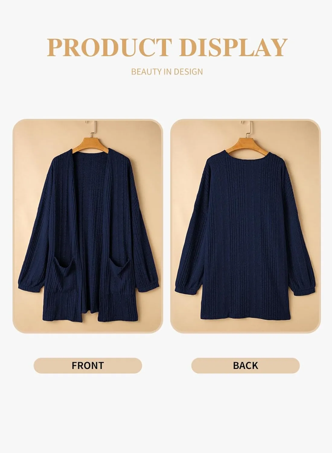Eytino Womens Plus Size Cardigan Long Sleeve Open Front Casual Knit Sweaters with Pockets Loose Outwear(1X-5X)