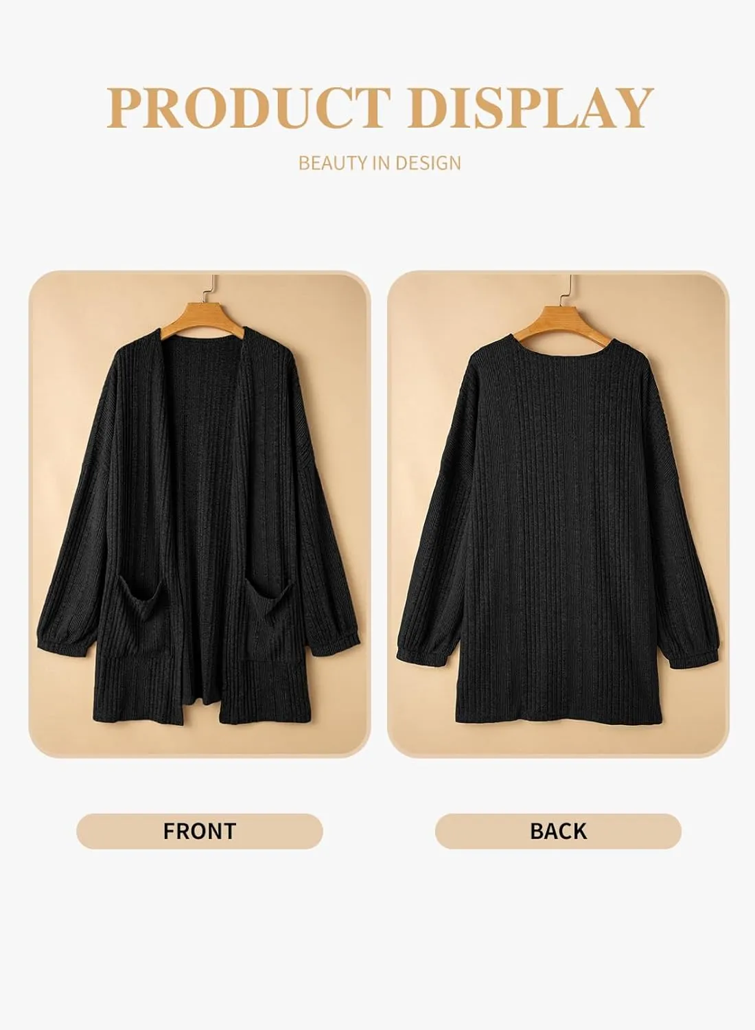 Eytino Womens Plus Size Cardigan Long Sleeve Open Front Casual Knit Sweaters with Pockets Loose Outwear(1X-5X)