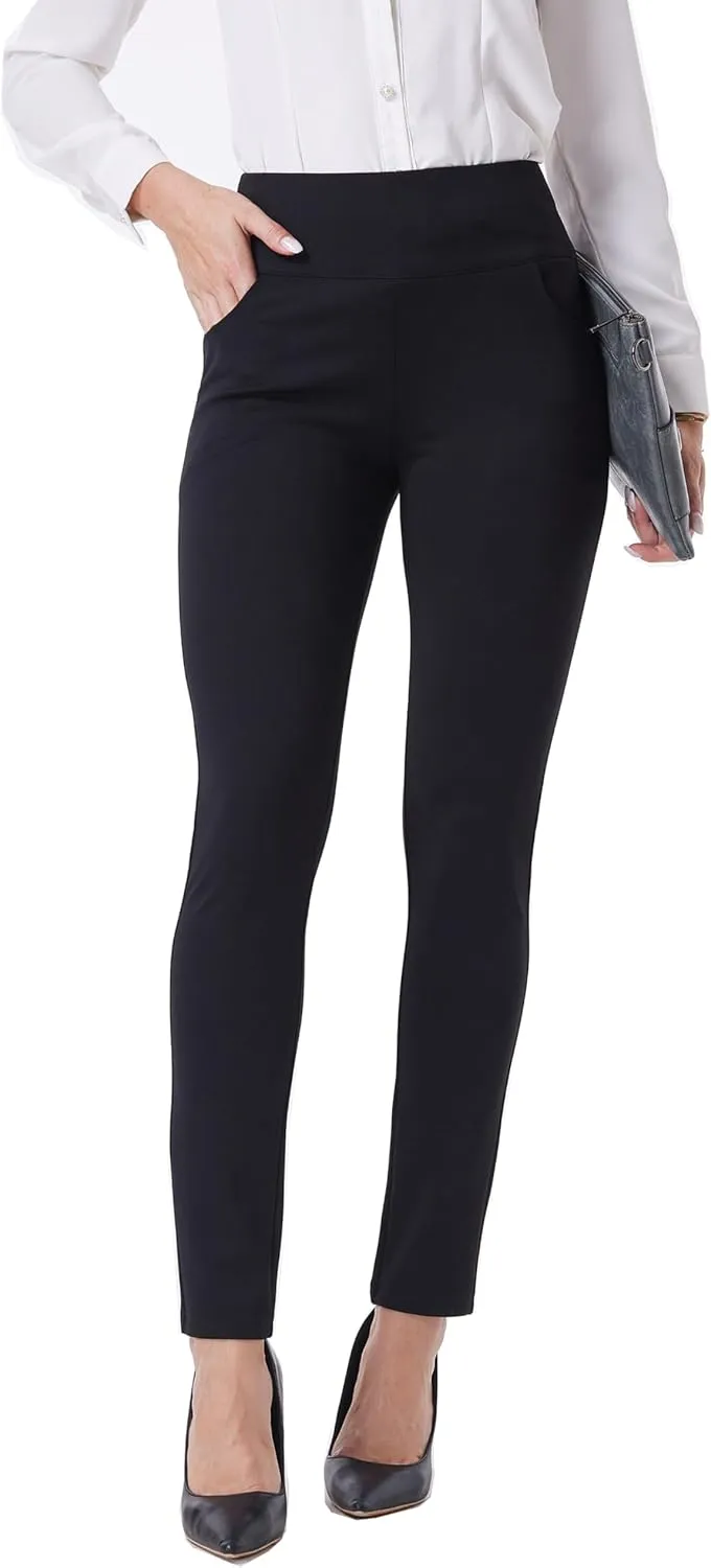 Fakanhui Women's Work Pants Comfy Stretch Skinny Leg Elastic High Waist Pull on Business Casual Dress Pants