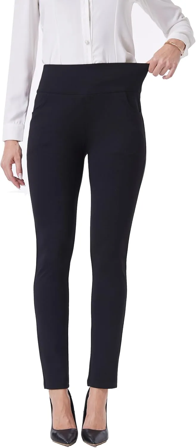 Fakanhui Women's Work Pants Comfy Stretch Skinny Leg Elastic High Waist Pull on Business Casual Dress Pants