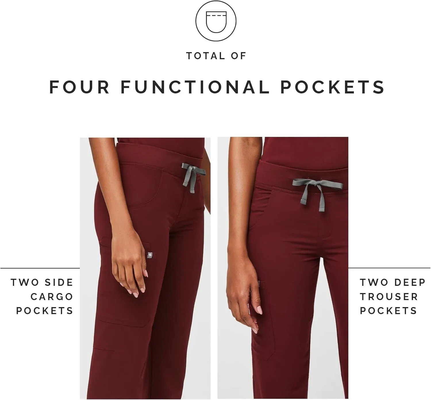 FIGS Kade Cargo Scrub Pants for Women  Classic Fit, Straight Leg, 4 Pockets, Yoga Waistband, Anti-Wrinkle Women Scrub Pants