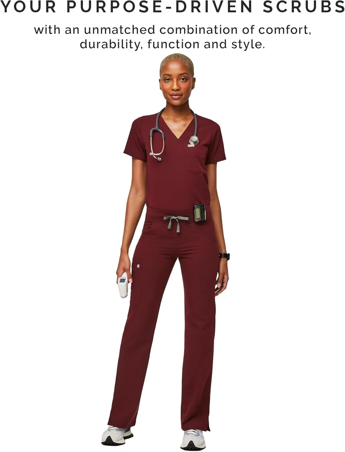 FIGS Kade Cargo Scrub Pants for Women  Classic Fit, Straight Leg, 4 Pockets, Yoga Waistband, Anti-Wrinkle Women Scrub Pants