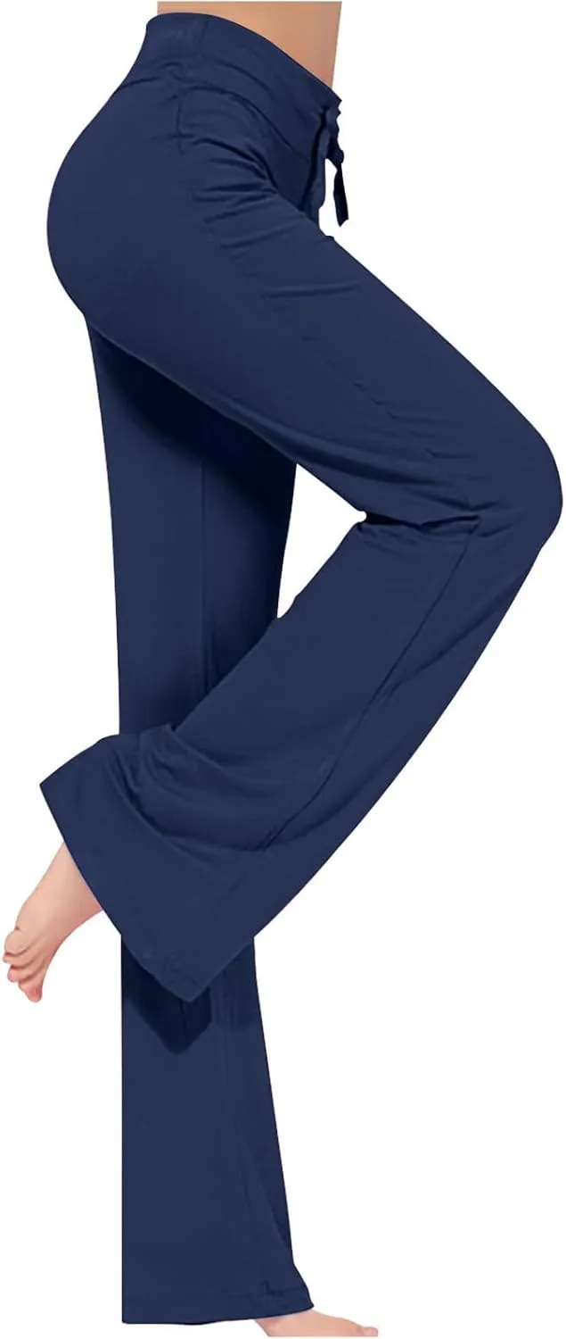 Flared Leggings for Women Drawstring High Waisted Flare Bootcut Yoga Pants Lounge Soft Wide Leg Pajama Pants