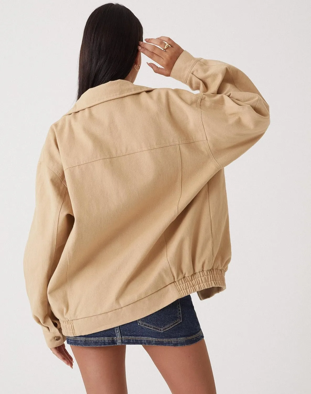 FOMOYUU Leather Jacket Women Faux Oversized Motorcycle Zipper Bomber PU Bike Coat 2024 Fall Fashion Outfits with Pockets