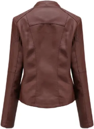 FOMOYUU Leather Jacket Women Faux Oversized Motorcycle Zipper Bomber PU Bike Coat 2024 Fall Fashion Outfits with Pockets