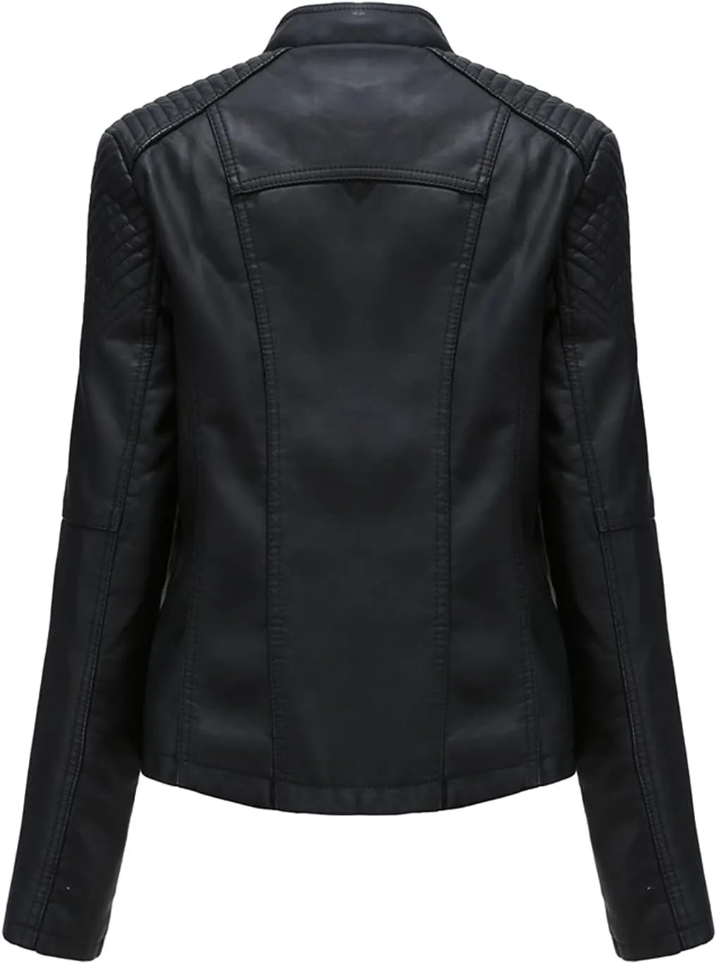 FOMOYUU Leather Jacket Women Faux Oversized Motorcycle Zipper Bomber PU Bike Coat 2024 Fall Fashion Outfits with Pockets