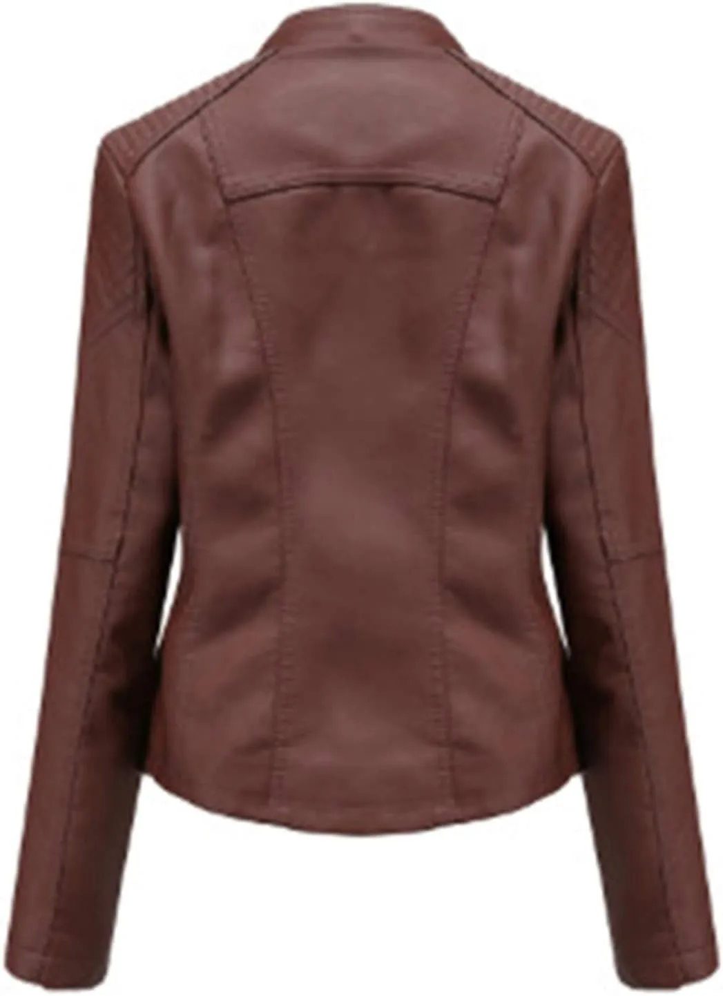 FOMOYUU Leather Jacket Women Faux Oversized Motorcycle Zipper Bomber PU Bike Coat 2024 Fall Fashion Outfits with Pockets