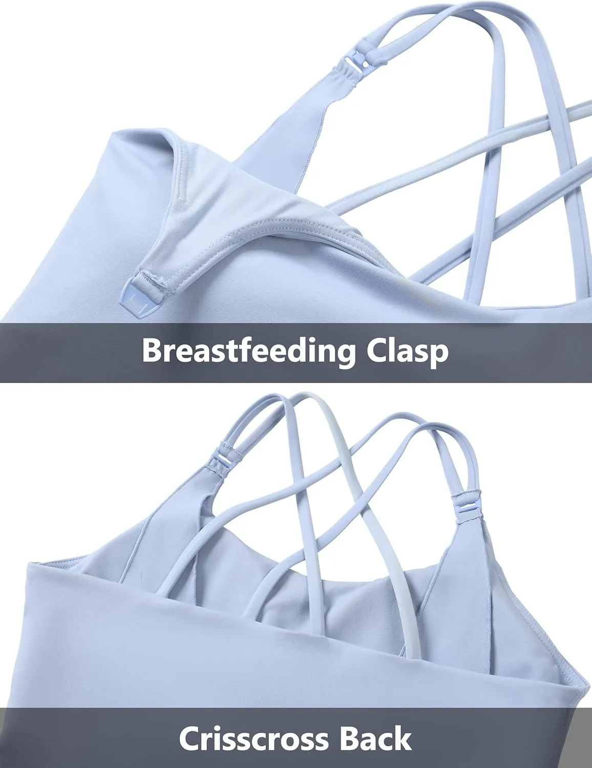 Foucome Nursing Tank Tops for Breastfeeding Longline Nursing Sports Bra Cross Back Workout Crop Top with Built in Bra